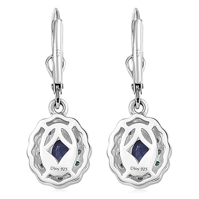 D'Joy Premium Tanzanite and Kagem Zambian Emerald 1.50 ctw Lever Back Earrings in 18K Vermeil YG and Rhodium Over Sterling Silver