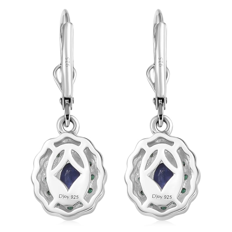 D'Joy Premium Tanzanite and Kagem Zambian Emerald 1.50 ctw Lever Back Earrings in 18K Vermeil YG and Rhodium Over Sterling Silver
