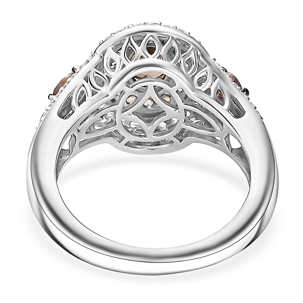 D'Joy Bekily Color Change Garnet and White Zircon 2.50 ctw Celestial Halo Ring in Rhodium Over Sterling Silver (Size 6.0)  image number 4