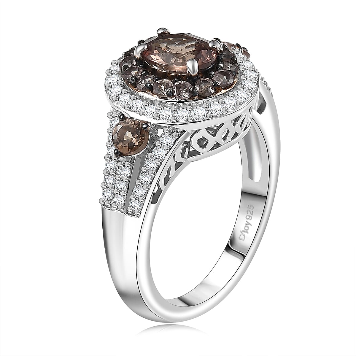 D'Joy Bekily Color Change Garnet and White Zircon 2.50 ctw Celestial Halo Ring in Rhodium Over Sterling Silver (Size 7.0) image number 3