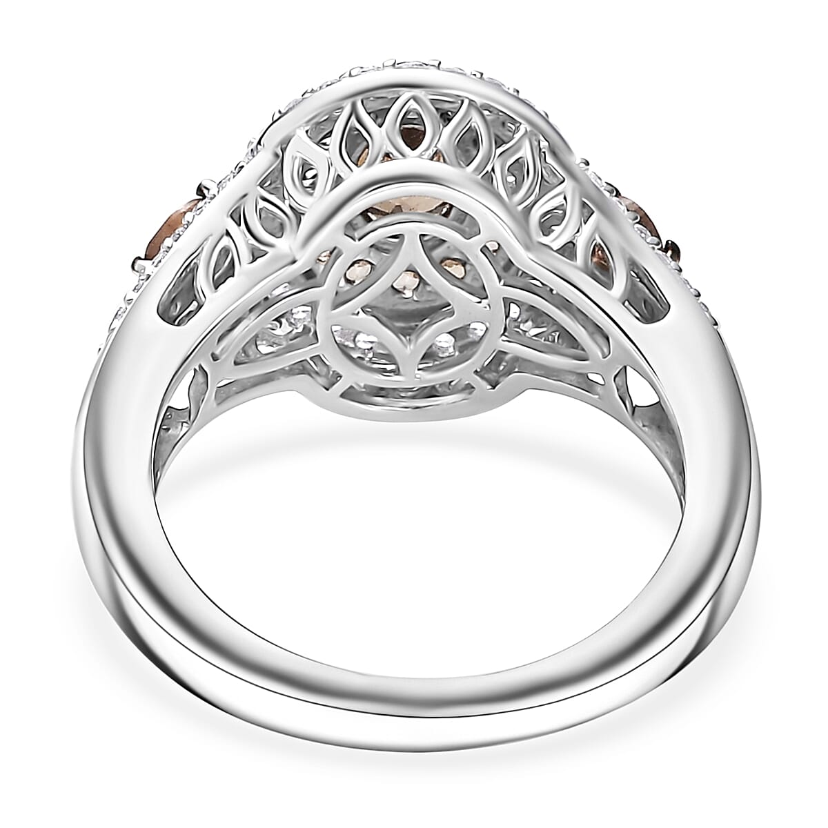 D'Joy Bekily Color Change Garnet and White Zircon 2.50 ctw Celestial Halo Ring in Rhodium Over Sterling Silver (Size 7.0) image number 4