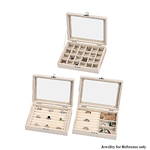 Livmore Set of 3 Cream Anti Tarnish Velvet and MDF Jewelry Box