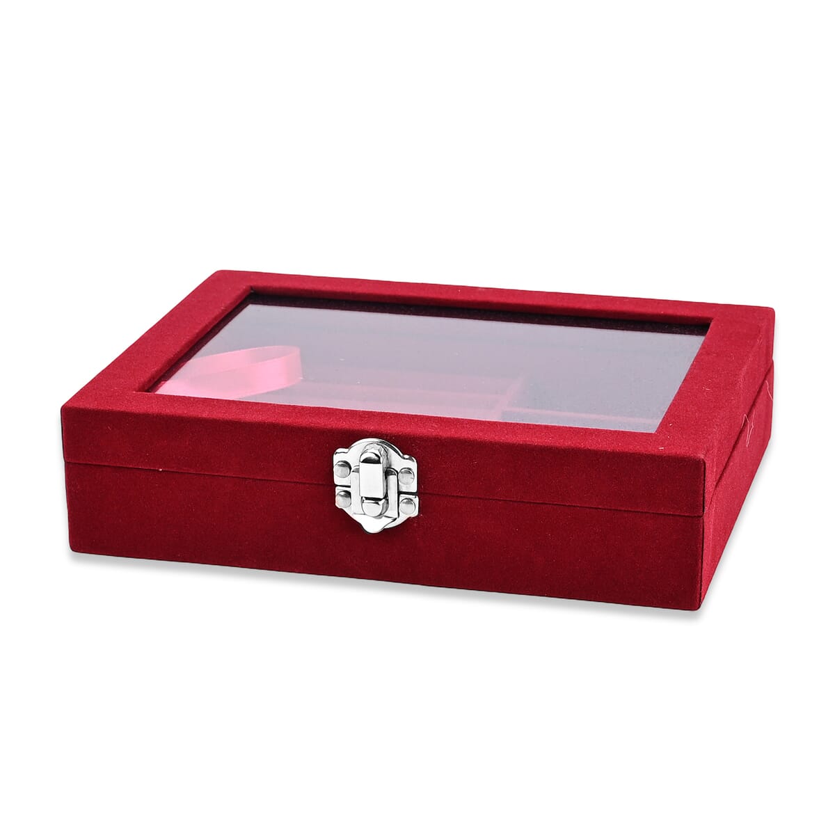 Set of 3 Wine Red Anti Tarnish Velvet and MDF Jewelry Box image number 2