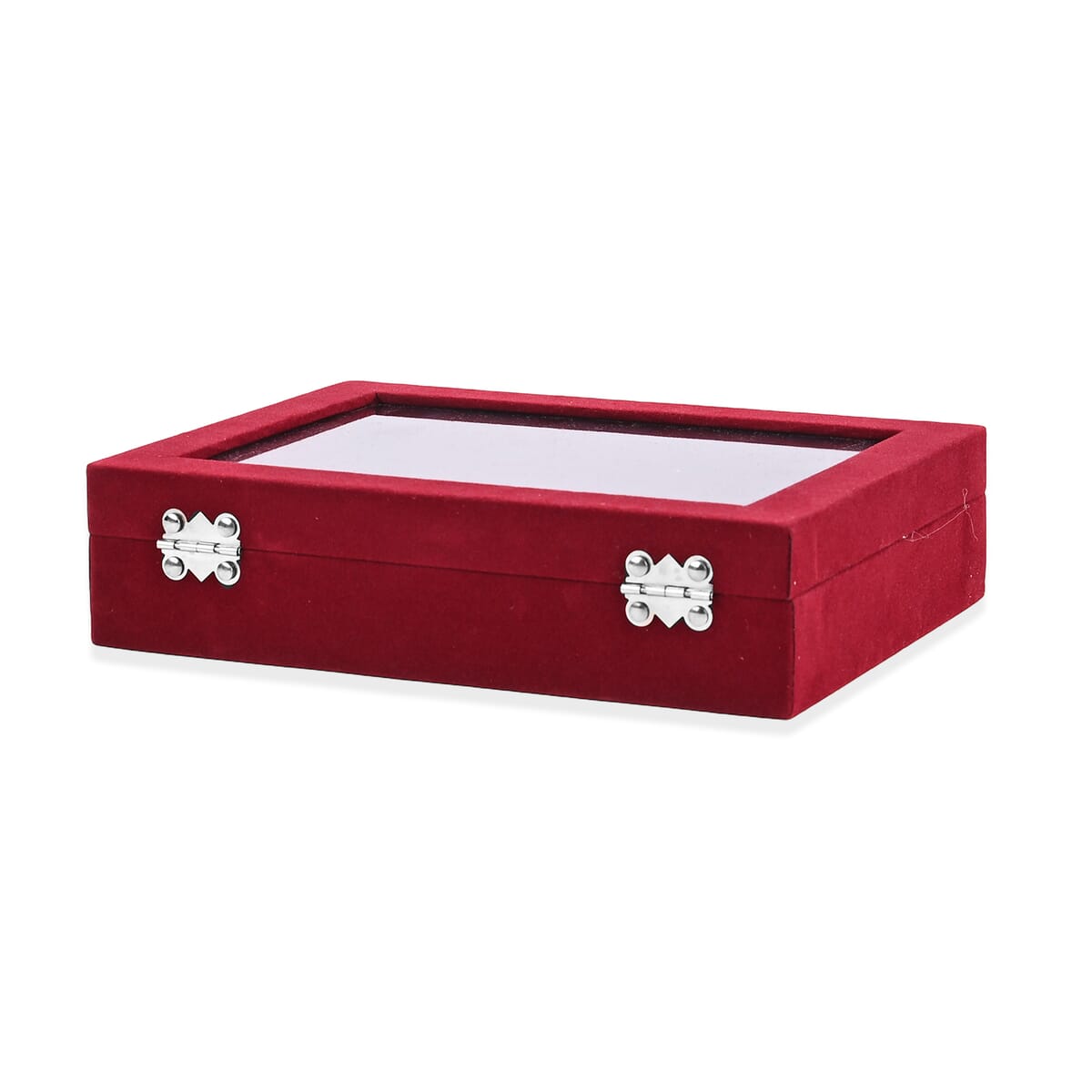 Set of 3 Wine Red Anti Tarnish Velvet and MDF Jewelry Box image number 3