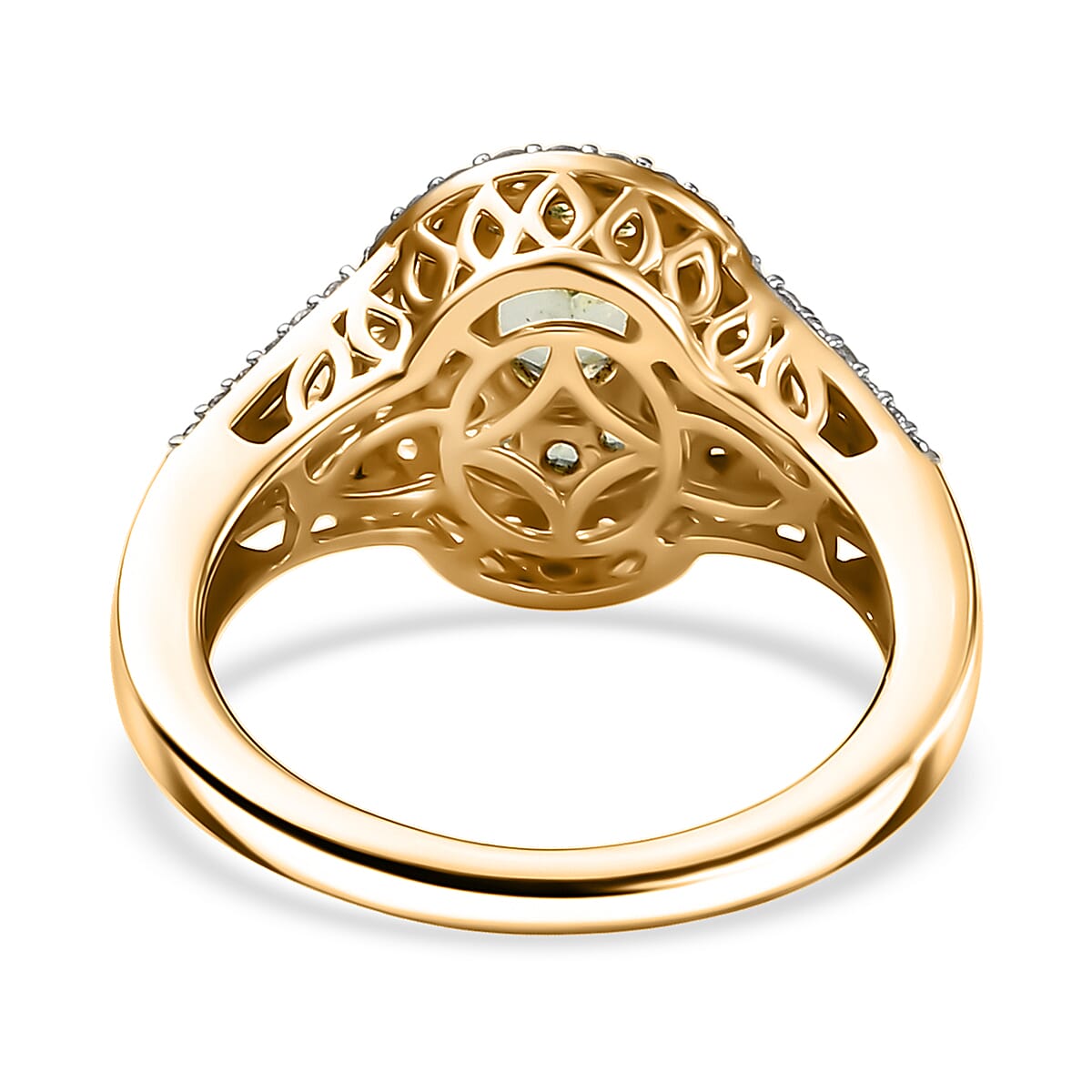 D'Joy Brazilian Mint Garnet and White Zircon 2.00 ctw Celestial Halo Ring in 18K Vermeil Yellow Gold Over Sterling Silver (Size 10.0) image number 4