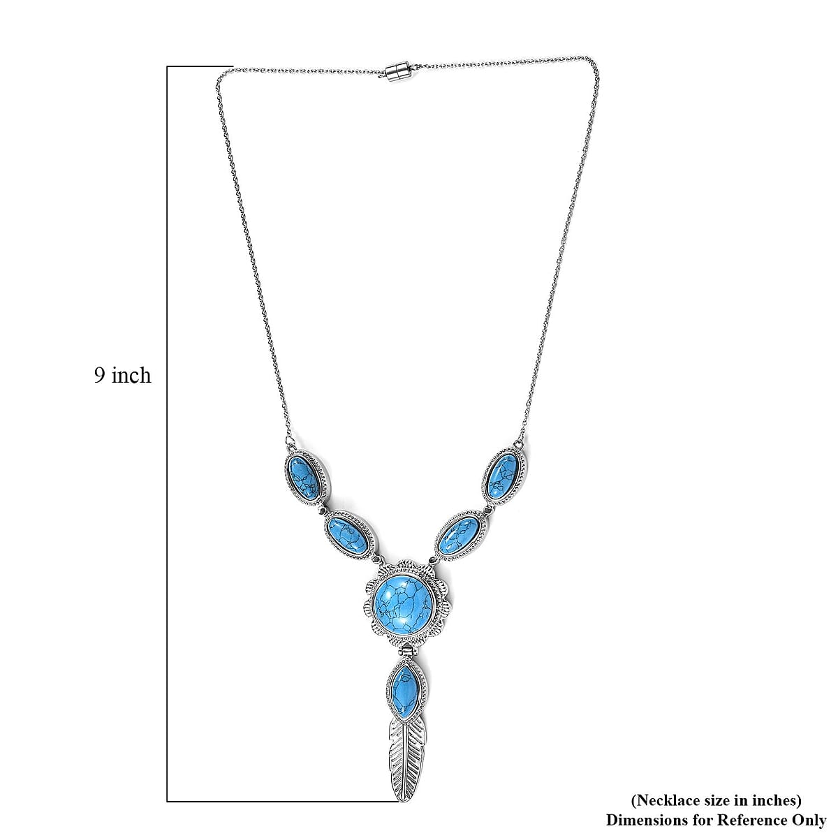 Blue Howlite 33.70 ctw Necklace 18 Inches in Stainless Steel image number 5