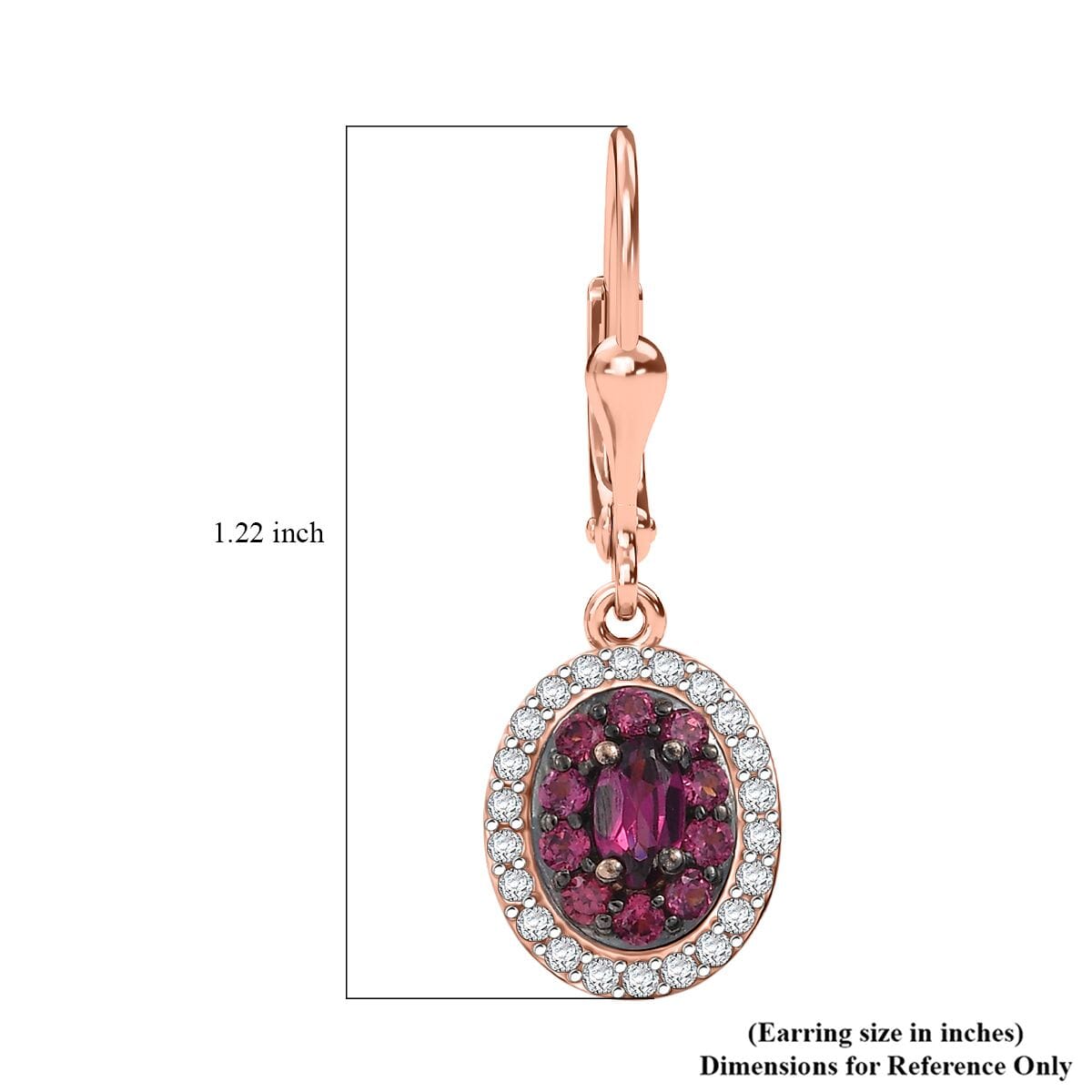 D'Joy Radiant Ember Garnet and White Zircon 1.75 ctw Earrings in 18K Vermeil Rose Gold Over Sterling Silver  image number 5