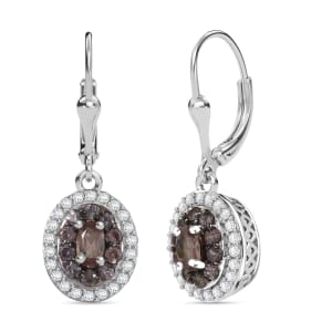 D'Joy Bekily Color Change Garnet and White Zircon 1.55 ctw Earrings in Rhodium Over Sterling Silver