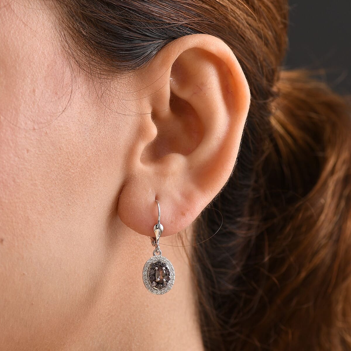 D'Joy Bekily Color Change Garnet and White Zircon 1.55 ctw Earrings in Rhodium Over Sterling Silver image number 2