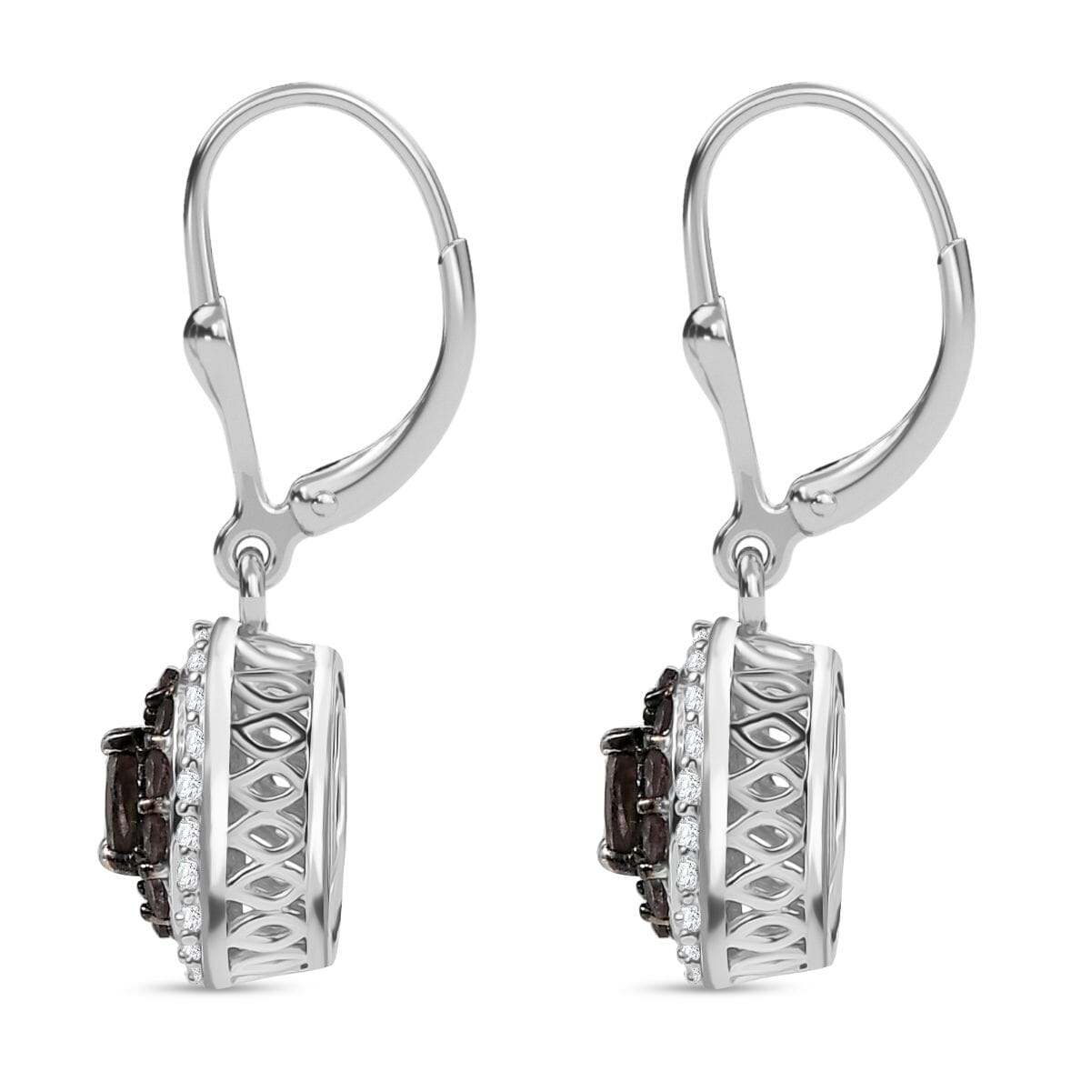 D'Joy Bekily Color Change Garnet and White Zircon 1.55 ctw Earrings in Rhodium Over Sterling Silver image number 3