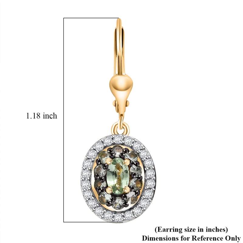 D'Joy Brazilian Mint Garnet and White Zircon 1.55 ctw Celestial Halo Earrings in 18K Vermeil Yellow Gold Over Sterling Silver
