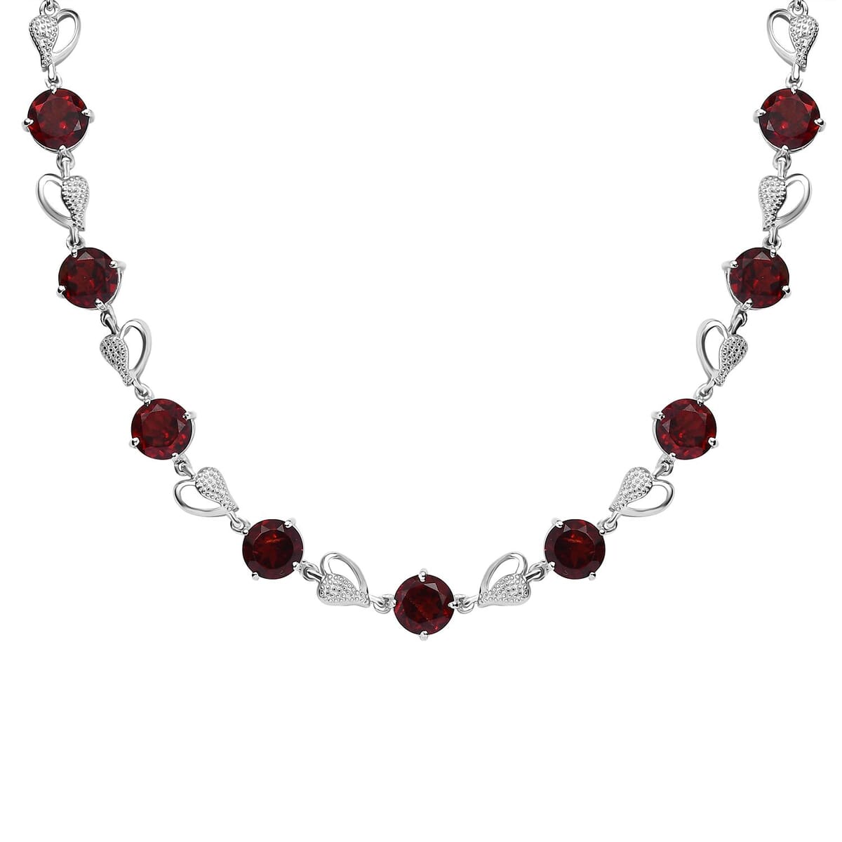 Karis Mozambique Garnet 12.15 ctw Heart Necklace in Platinum Bond and Stainless Steel 18 Inches image number 0