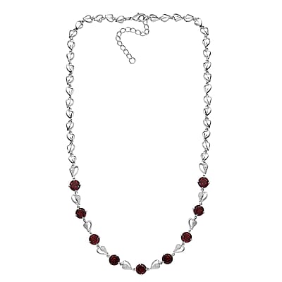 Karis Mozambique Garnet 12.15 ctw Heart Necklace in Platinum Bond and Stainless Steel 18 Inches