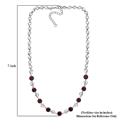 Karis Mozambique Garnet 12.15 ctw Heart Necklace in Platinum Bond and Stainless Steel 18 Inches