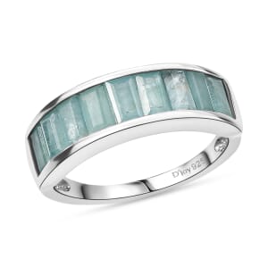 D'Joy Grandidierite 2.15 ctw Band Ring in Rhodium Over Sterling Silver (Size 10.0)
