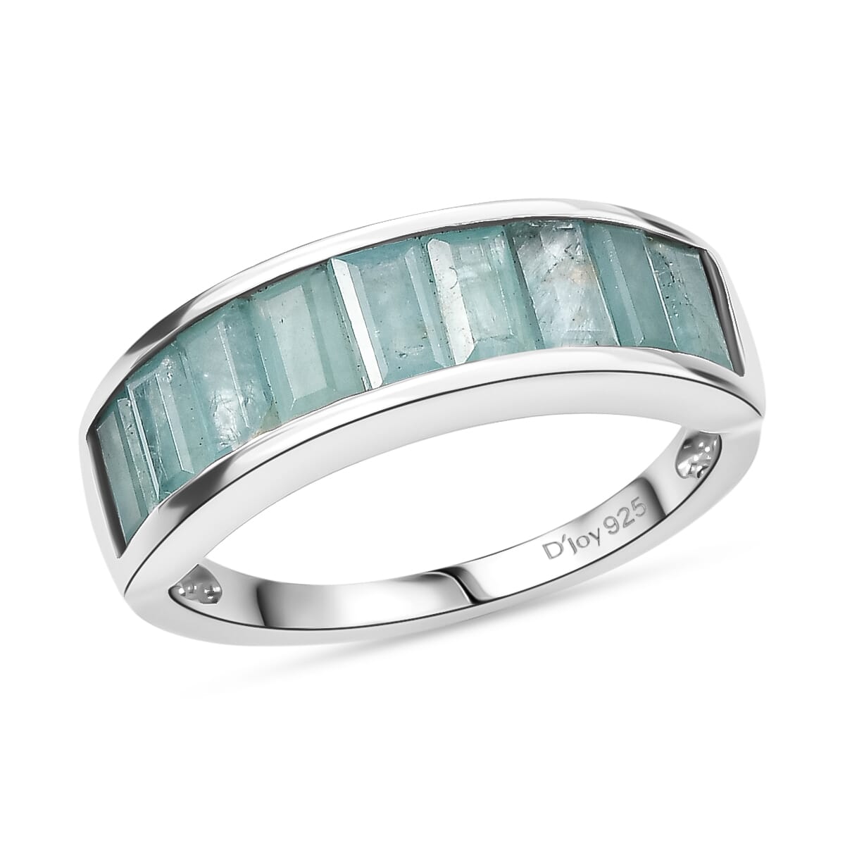 D'Joy Grandidierite 2.15 ctw Band Ring in Rhodium Over Sterling Silver (Size 5.0) image number 0
