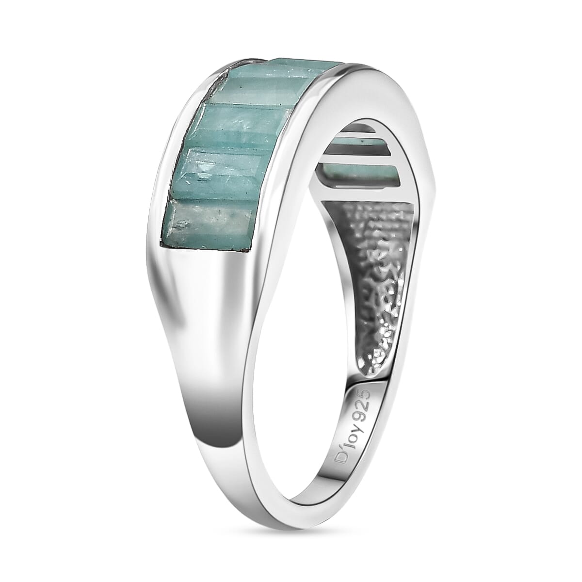 D'Joy Grandidierite 2.15 ctw Band Ring in Rhodium Over Sterling Silver (Size 5.0) image number 3