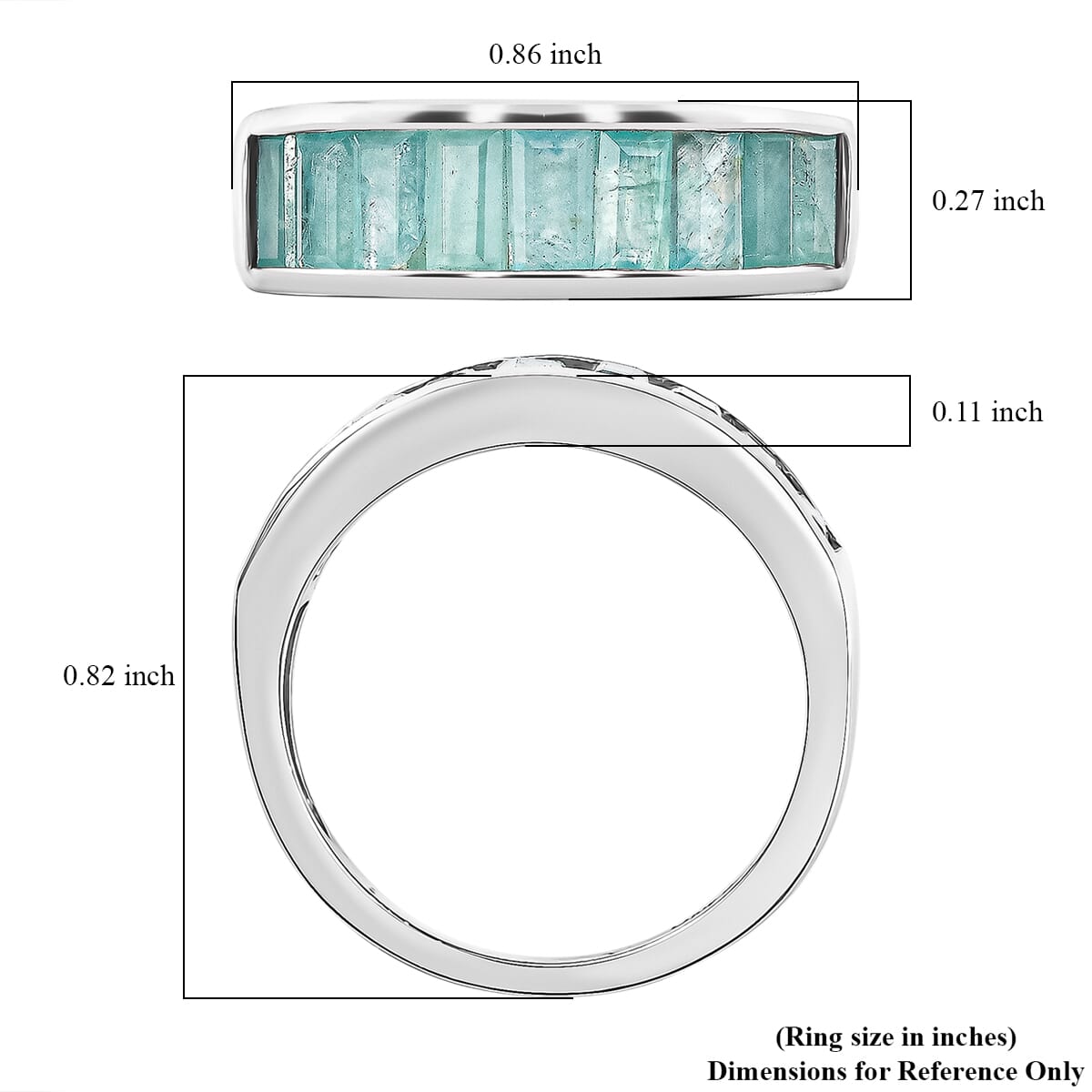 D'Joy Grandidierite 2.15 ctw Band Ring in Rhodium Over Sterling Silver (Size 5.0) image number 5