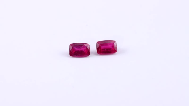 Premium Niassa Ruby (FF) Set of 2 (Cush 6x4mm) 1.23 ctw Loose Gemstone