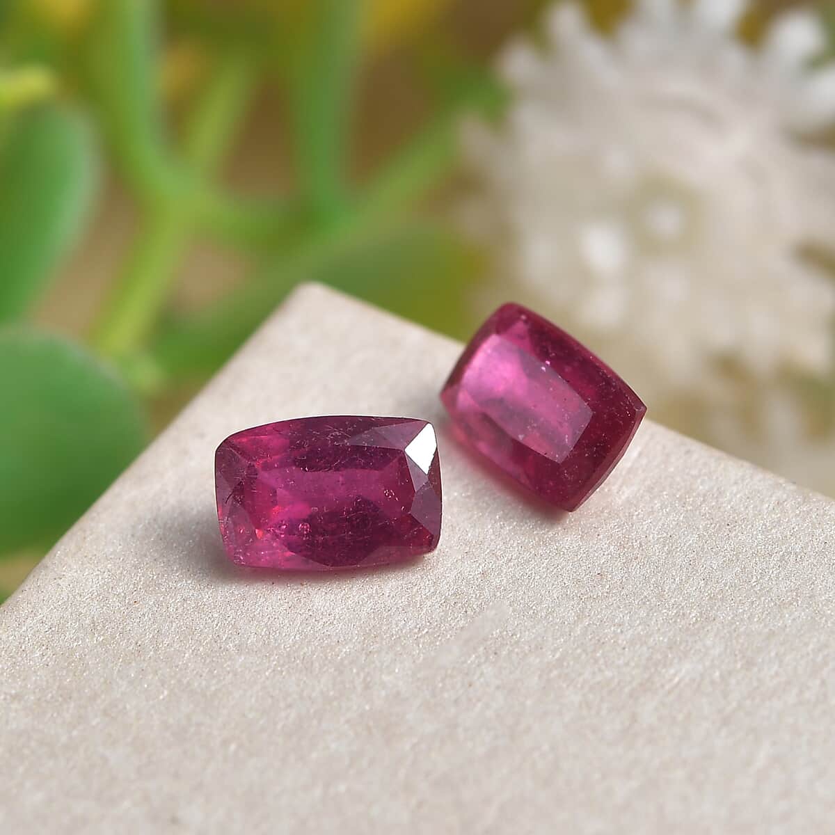 Premium Niassa Ruby (FF) Set of 2 (Cush 6x4mm) 1.23 ctw image number 1