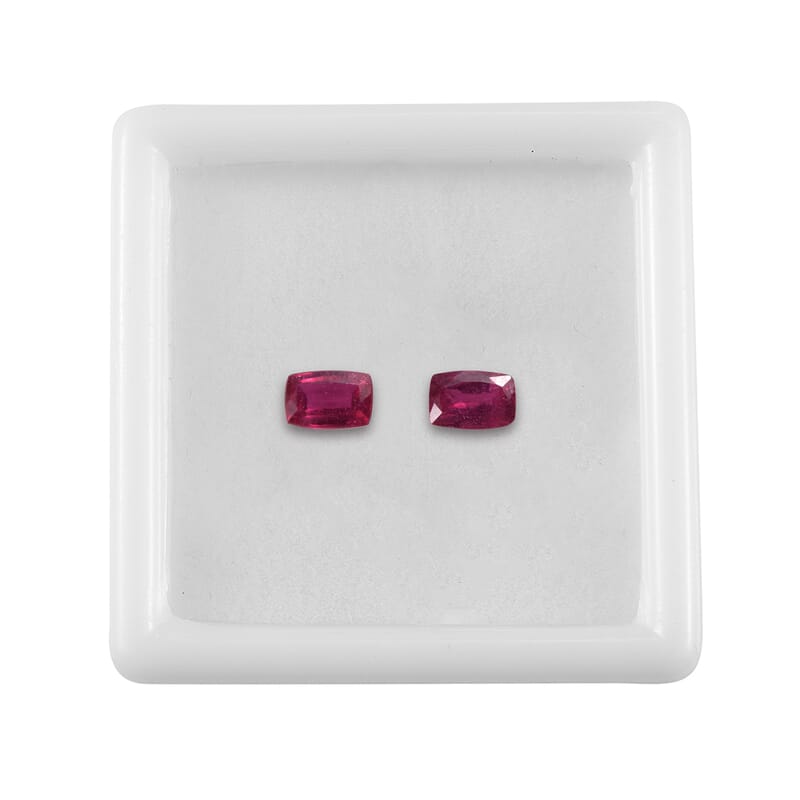 Premium Niassa Ruby (FF) Set of 2 (Cush 6x4mm) 1.23 ctw Loose Gemstone