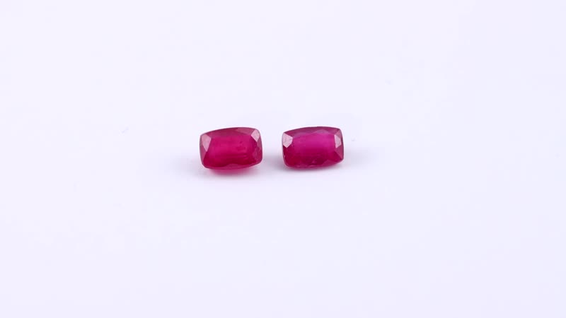 Niassa Ruby (FF) Set of 2 (Cush 6x4mm) 1.26 ctw Loose Gemstone