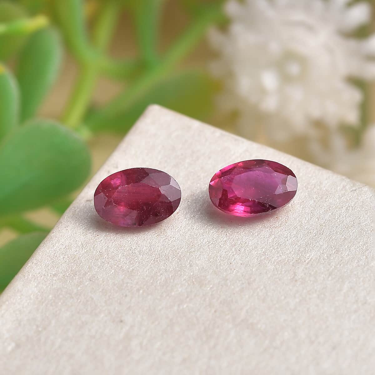 Premium Niassa Ruby (FF) Set of 2 (Ovl 6x4mm) 1.16 ctw image number 1