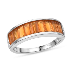 Jalisco Fire Opal 1.25 ctw Band Ring in Rhodium Over Sterling Silver (Size 5.0)