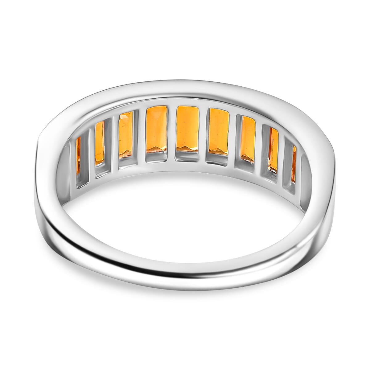 Jalisco Fire Opal 1.25 ctw Band Ring in Rhodium Over Sterling Silver (Size 5.0) image number 4