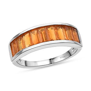 D'Joy Jalisco Fire Opal 1.50 ctw Band Ring in Rhodium Over Sterling Silver (Size 9.0)