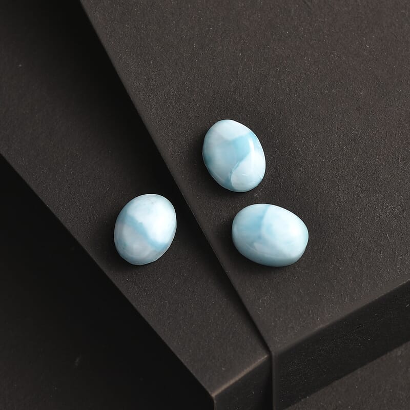 Larimar Set of 3 (Ovl 8x6mm) 4.44 ctw Loose Gemstone