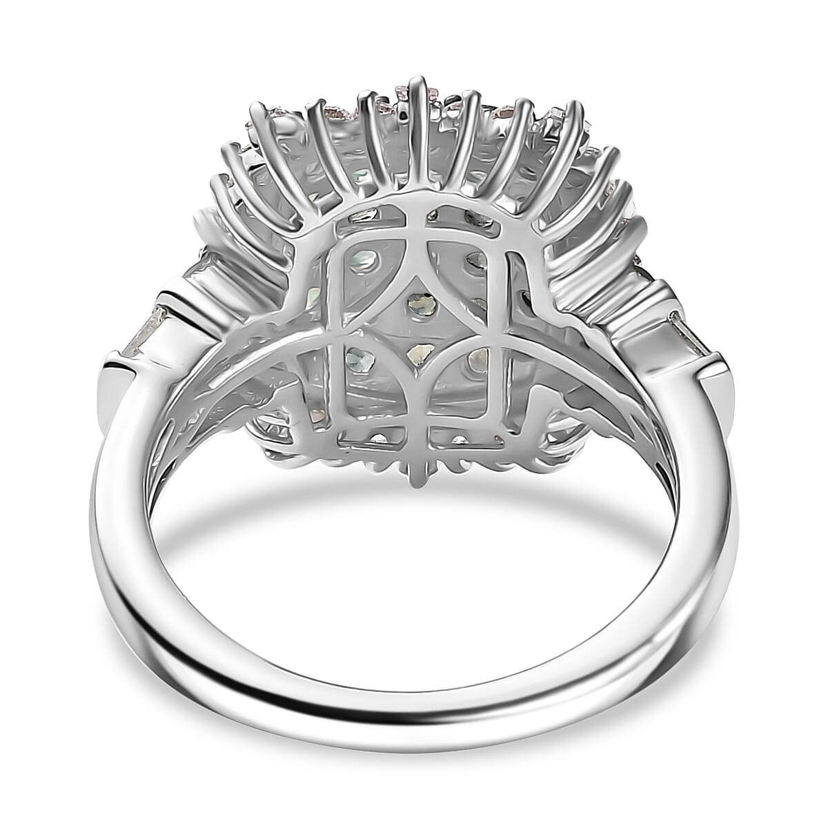 D'Joy Narsipatnam Alexandrite and Moissanite 2.20 ctw Spray Look Ring in Rhodium Over Sterling Silver (Size 10.0)
