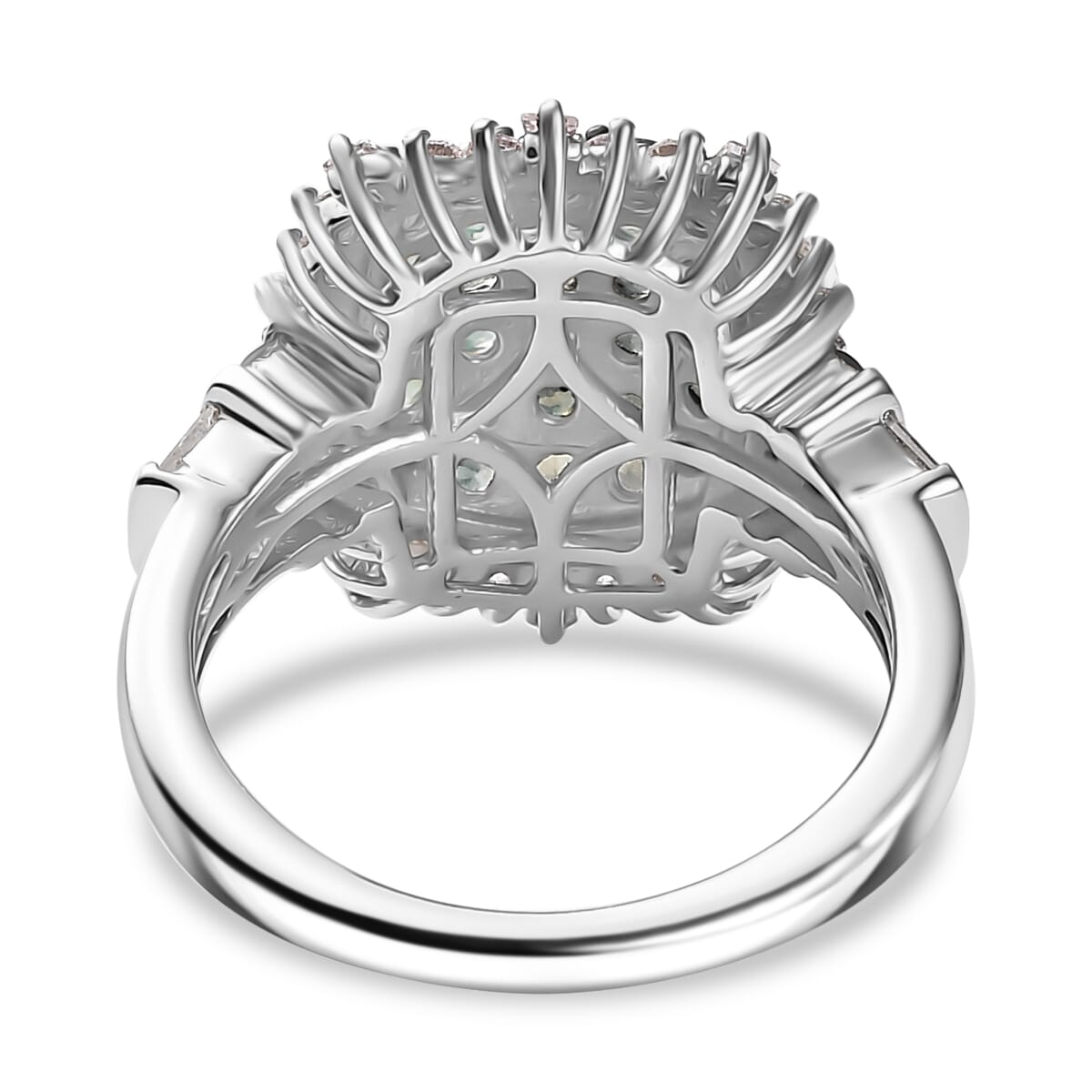 Narsipatnam Alexandrite and Moissanite 2.20 ctw Cushion Shape Ring in Rhodium Over Sterling Silver (Size 10.0) image number 4