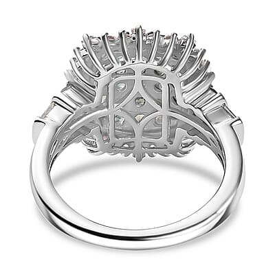 D'Joy Narsipatnam Alexandrite and Moissanite 2.20 ctw Spray Look Ring in Rhodium Over Sterling Silver (Size 10.0)