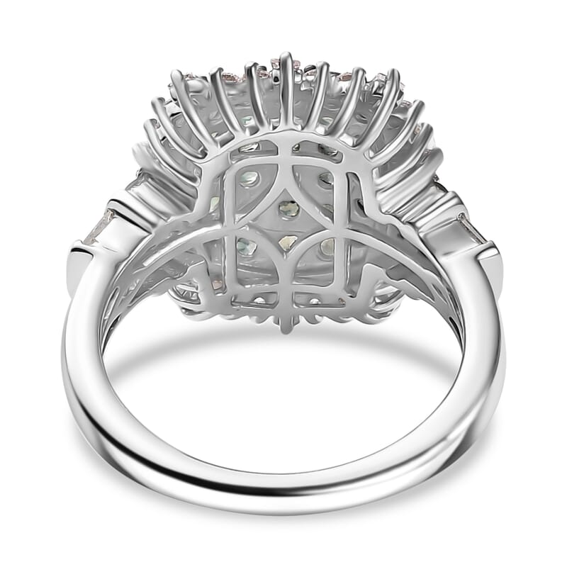 D'Joy Narsipatnam Alexandrite and Moissanite 2.20 ctw Spray Look Ring in Rhodium Over Sterling Silver (Size 10.0)