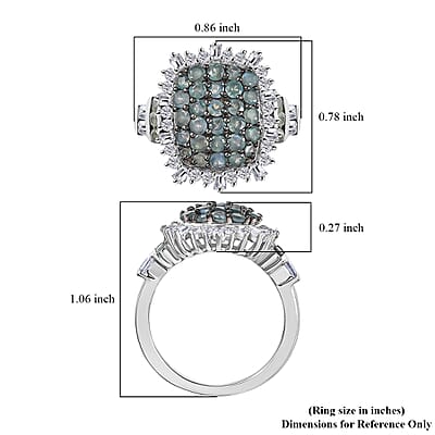 D'Joy Narsipatnam Alexandrite and Moissanite 2.20 ctw Spray Look Ring in Rhodium Over Sterling Silver (Size 10.0)