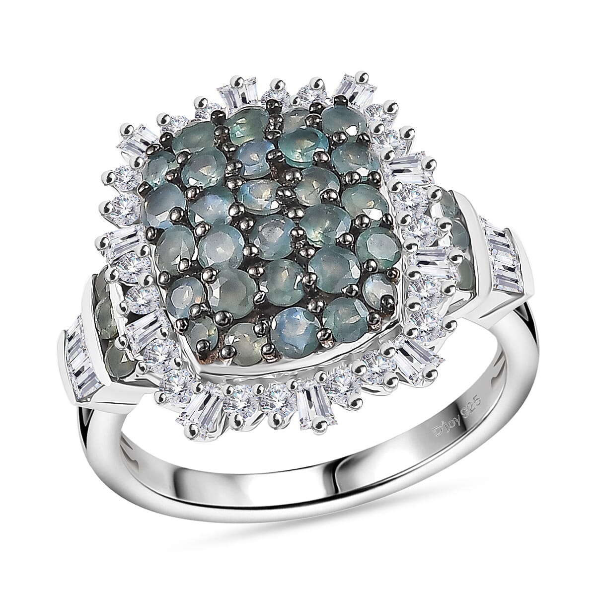 D'Joy Narsipatnam Alexandrite and Moissanite 2.20 ctw Spray Look Ring in Rhodium Over Sterling Silver (Size 6.0) image number 0