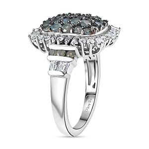 D'Joy Narsipatnam Alexandrite and Moissanite 2.20 ctw Spray Look Ring in Rhodium Over Sterling Silver (Size 6.0)