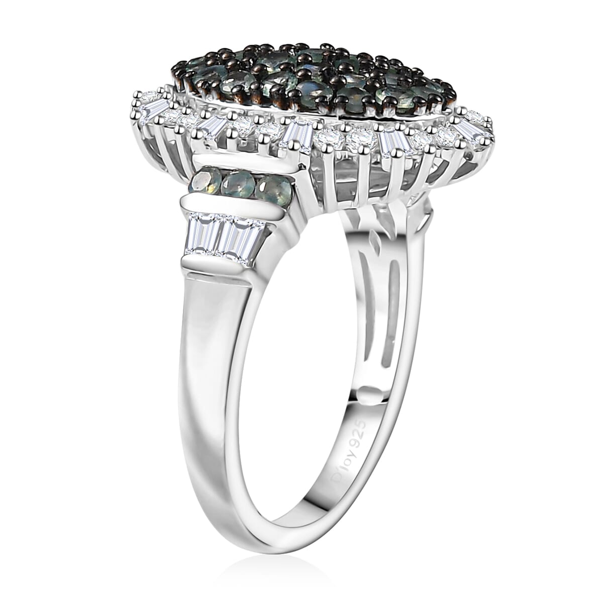 D'Joy Narsipatnam Alexandrite and Moissanite 2.00 ctw Spray Look Ring in Rhodium Over Sterling Silver (Size 10.0) image number 3