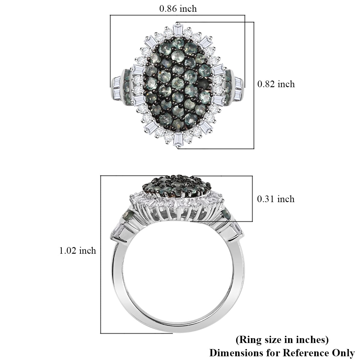 D'Joy Narsipatnam Alexandrite and Moissanite 2.00 ctw Spray Look Ring in Rhodium Over Sterling Silver (Size 10.0) image number 5