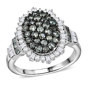 D'Joy Narsipatnam Alexandrite and Moissanite 2.00 ctw Spray Look Ring in Rhodium Over Sterling Silver (Size 7.0)