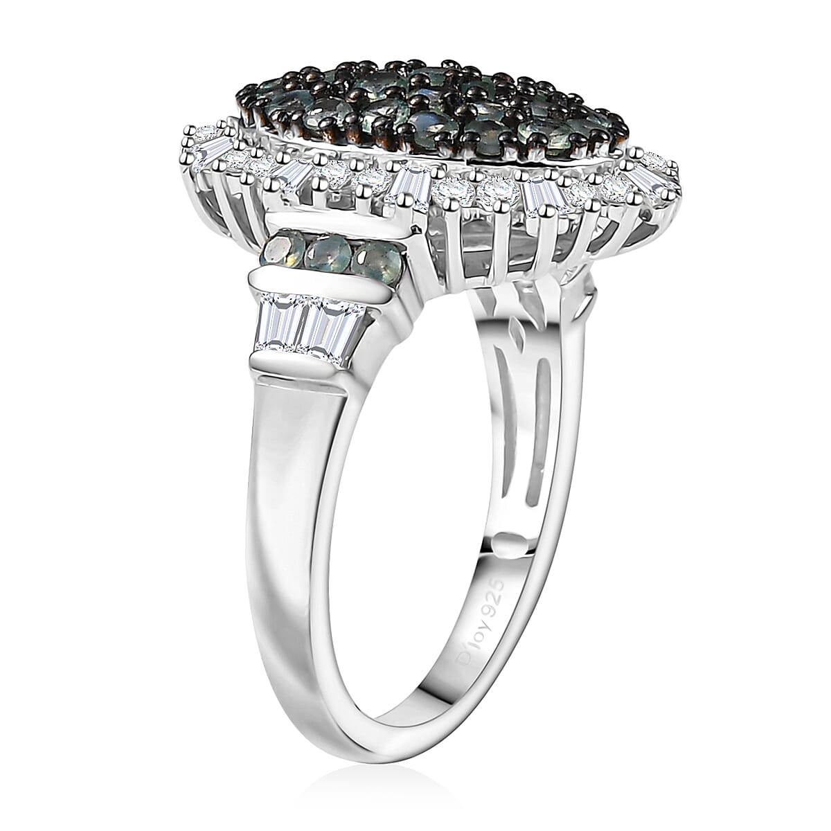 D'Joy Narsipatnam Alexandrite and Moissanite 2.00 ctw Spray Look Ring in Rhodium Over Sterling Silver (Size 7.0) image number 3
