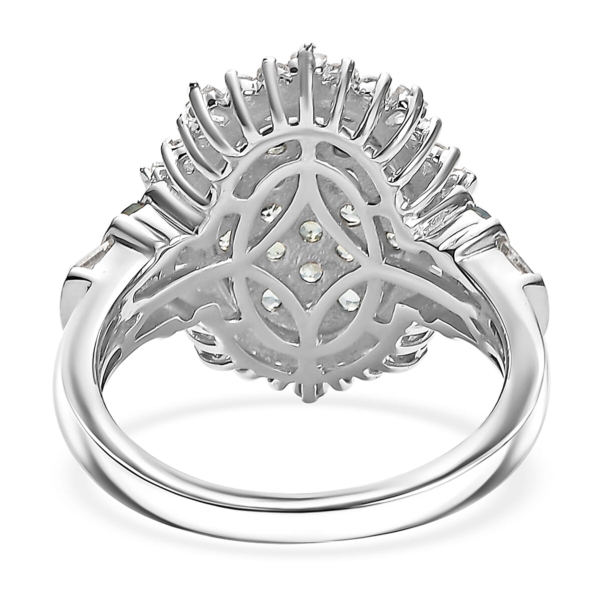 D'Joy Narsipatnam Alexandrite and Moissanite 2.00 ctw Spray Look Ring in Rhodium Over Sterling Silver (Size 7.0) image number 4