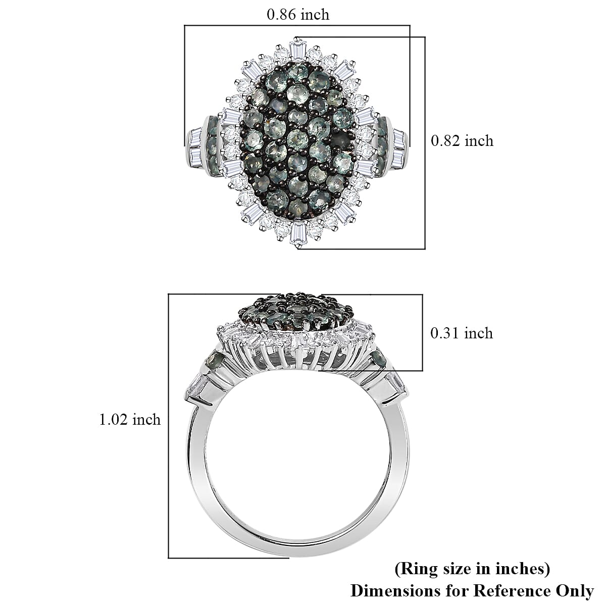 D'Joy Narsipatnam Alexandrite and Moissanite 2.00 ctw Spray Look Ring in Rhodium Over Sterling Silver (Size 7.0) image number 5