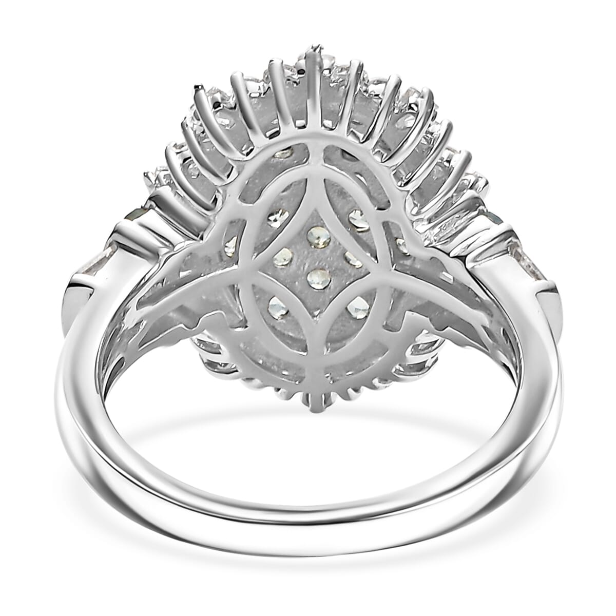D'Joy Narsipatnam Alexandrite and Moissanite 2.00 ctw Spray Look Ring in Rhodium Over Sterling Silver (Size 9.0) image number 4