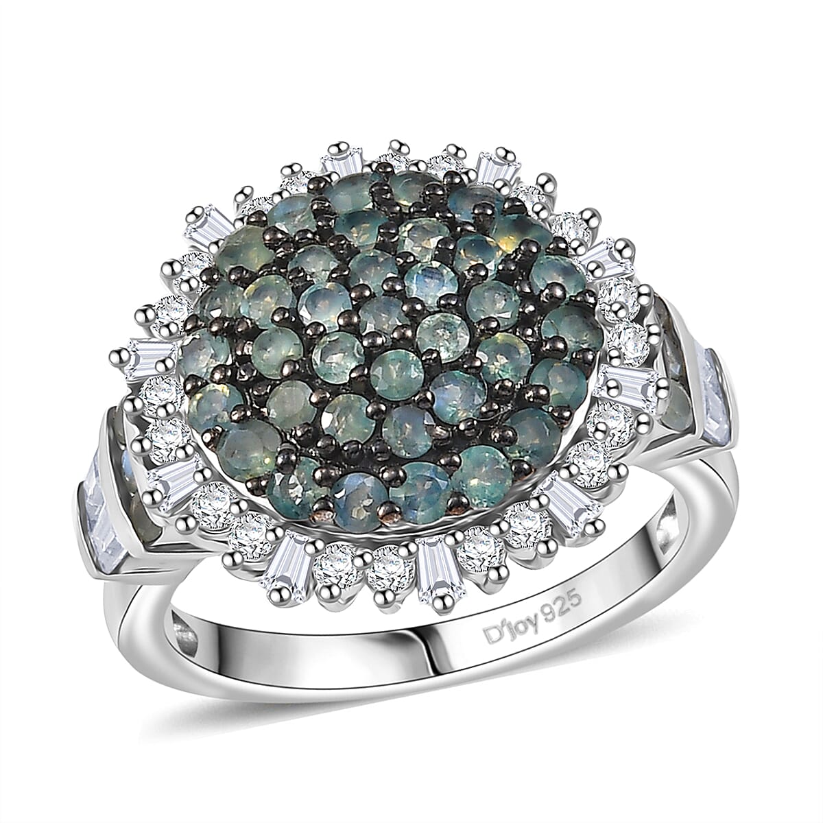 D'Joy Narsipatnam Alexandrite and Moissanite 2.20 ctw Spray Look Ring in Rhodium Over Sterling Silver (Size 10.0) image number 0