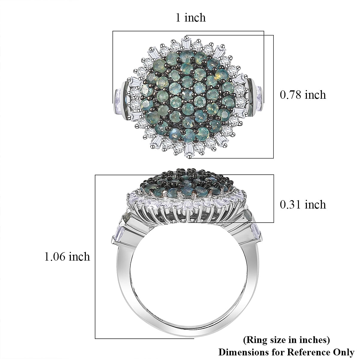 D'Joy Narsipatnam Alexandrite and Moissanite 2.20 ctw Spray Look Ring in Rhodium Over Sterling Silver (Size 10.0) image number 5