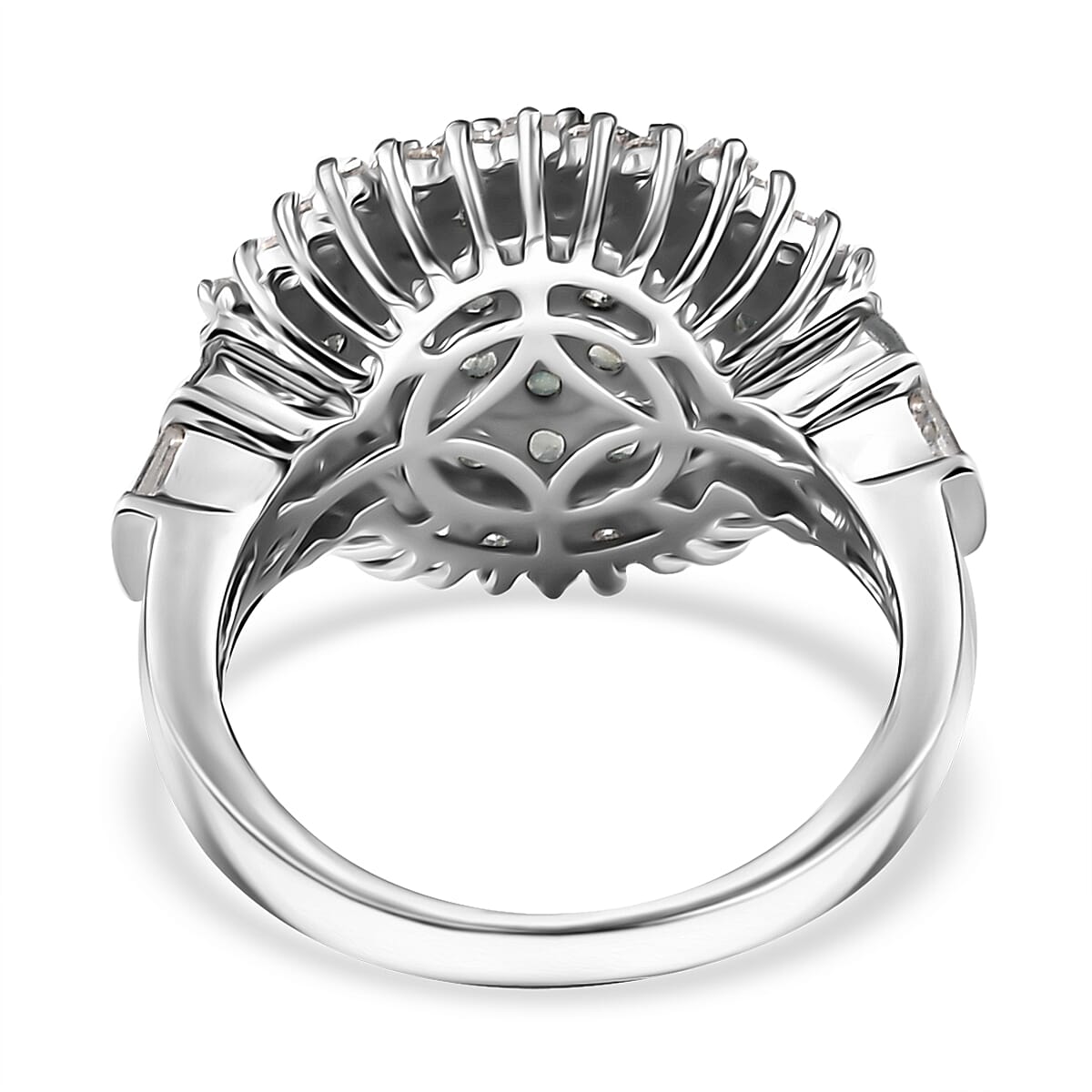 D'Joy Narsipatnam Alexandrite and Moissanite 2.20 ctw Spray Look Ring in Rhodium Over Sterling Silver (Size 7.0) image number 4