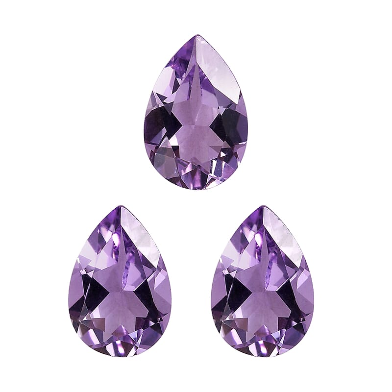 Rose De France Amethyst Set of 3 (Pear 9x6mm) 3.13 ctw Loose Gemstone