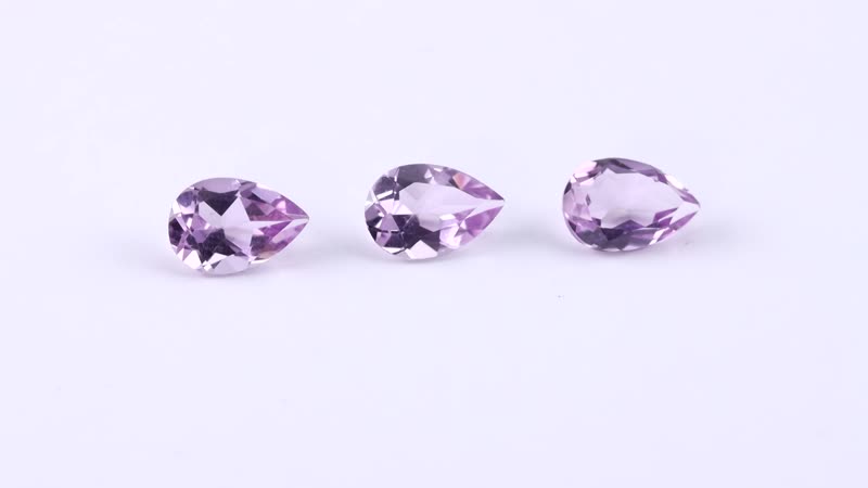 Rose De France Amethyst Set of 3 (Pear 9x6mm) 3.13 ctw Loose Gemstone